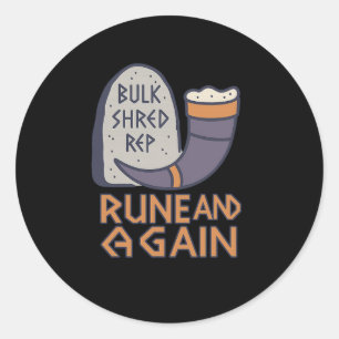 Viking Gym Rune And Gain Fitness Saying For Muscle Classic Round Sticker