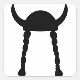 Viking Helmet and Braids Square Sticker