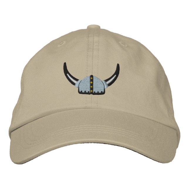 Viking Helmet Fierce Scandinavian Warrior Embroidered Hat (Front)