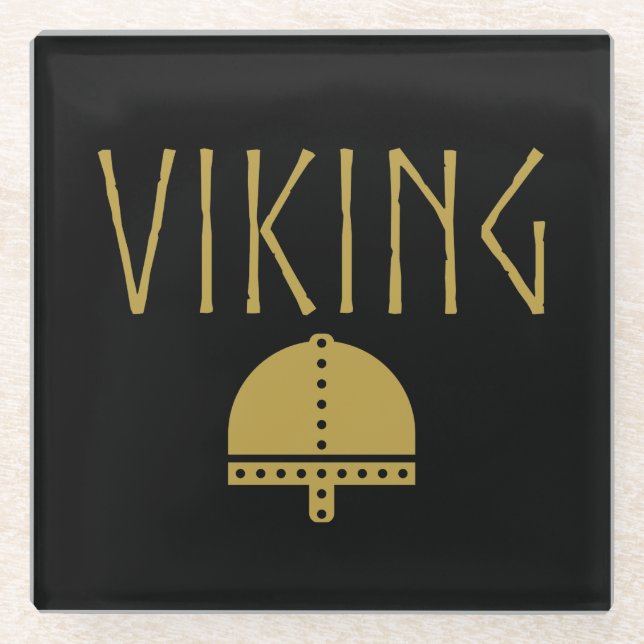 Viking Helmet Glass Coaster (Front)
