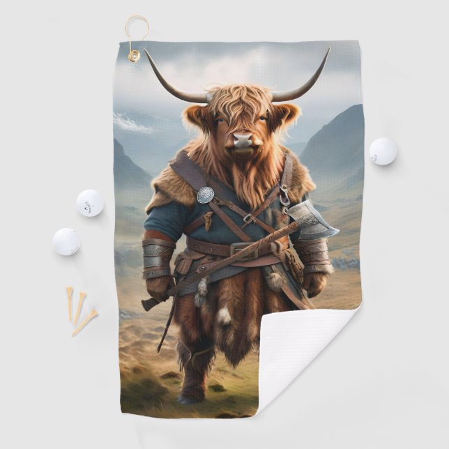 Viking Highland Cow, Golf Towel (InSitu)