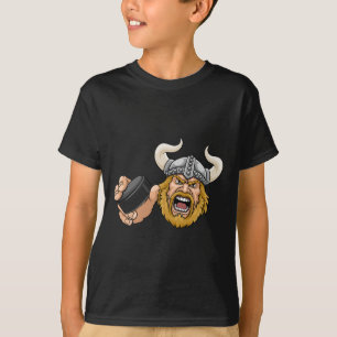Viking Ice Hockey Puck Cartoon Character Man T-Shirt