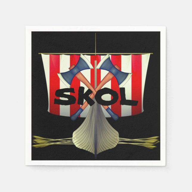 Viking Inspired Paper Party Napkins (Front)