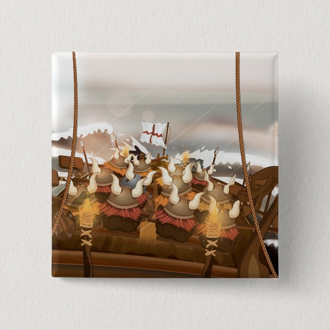 Viking Invasion Fleet 15 Cm Square Badge (Front)