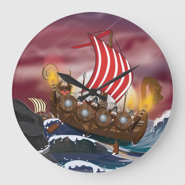 Viking Invasion Fleet Large Clock (Front)