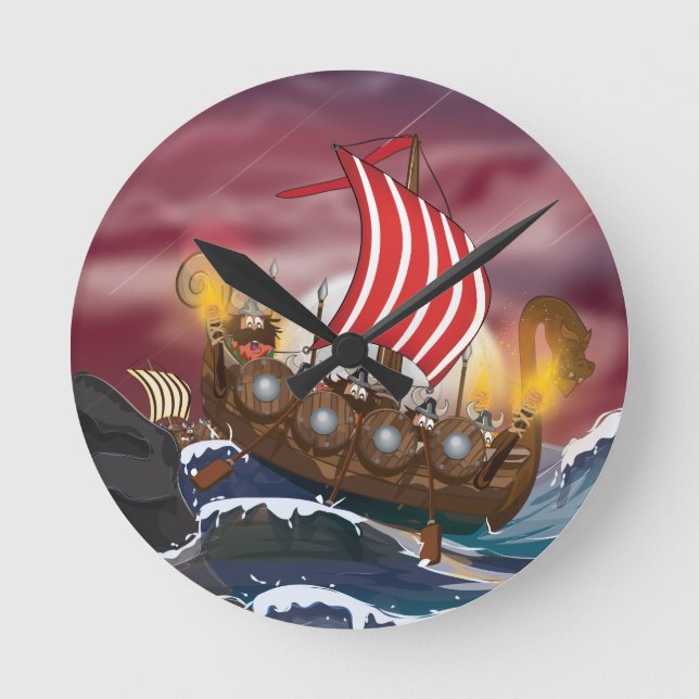 Viking Invasion Fleet Round Clock (Front)