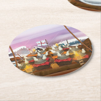 Viking Invasion Fleet Round Paper Coaster