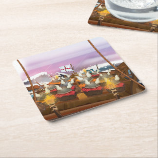 Viking Invasion Fleet Square Paper Coaster