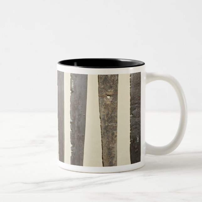 Viking iron blades for swords Two-Tone coffee mug (Right)