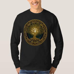 Viking Knot Yggdrasil on Celtic Sun and Moon Tree T-Shirt