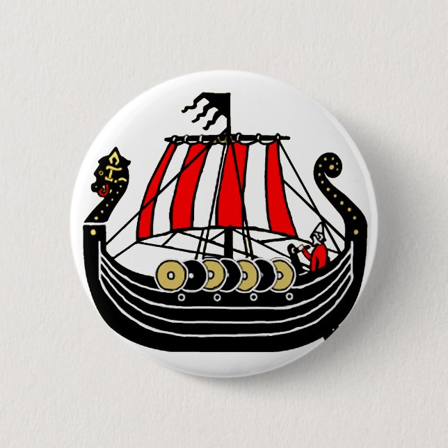 Viking Long Ship for Vikings 6 Cm Round Badge (Front)