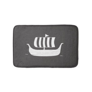 Viking longboat ship with custom background colour bath mat