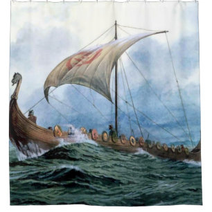 viking longboat shower curtain