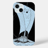 Viking Longship at Night Blue