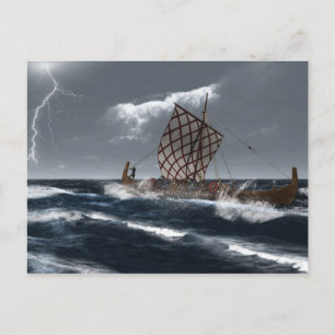 Viking Longship in an Atlantic Storm Postcard