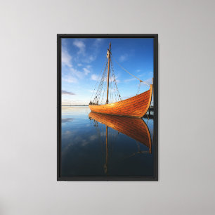 Viking Longship Reflection Scandinavian Nautical Canvas Print