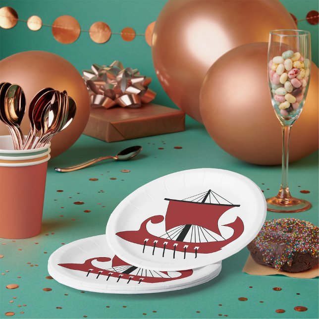 Viking Longship Silhouette Drakkar Ship  Paper Plate (Creator Uploaded)