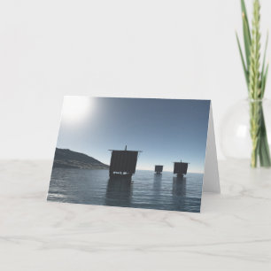 Viking Longships Approaching on a Moonlit Night Card