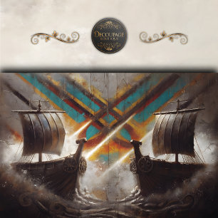 Viking Longships Duel Decoupage Tissue Paper