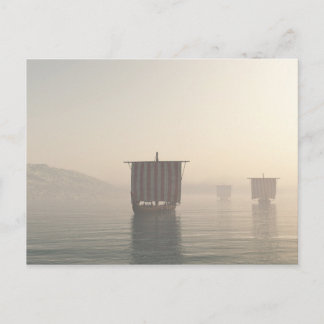 Viking Longships in the Mist Postcard