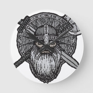 viking man germanic nordic norse runic round clock
