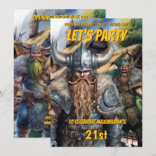 Viking mediaeval norse warriors fantasy birthday invitation