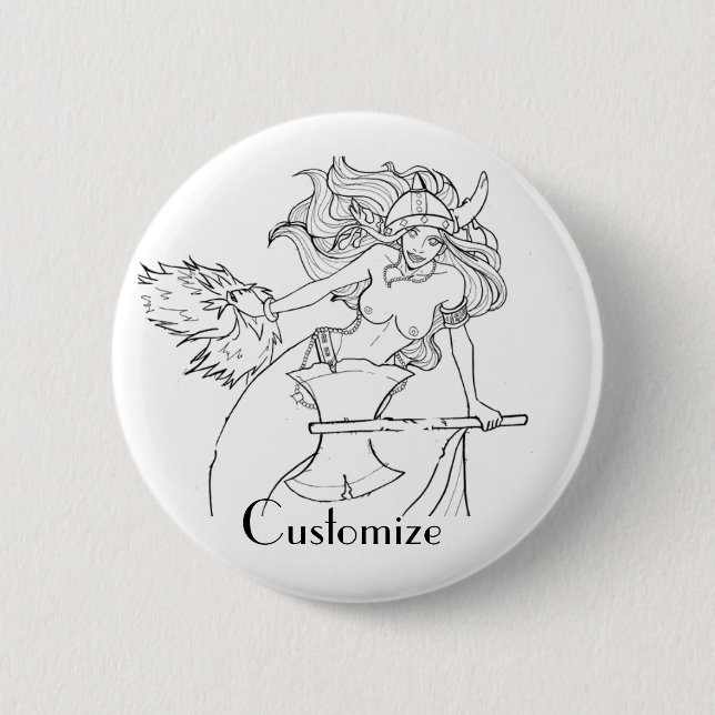 Viking Mermaid Warrior Thunder_Cove 6 Cm Round Badge (Front)