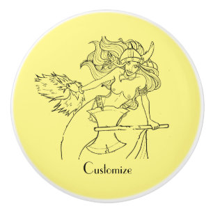 Viking Mermaid Warrior Thunder_Cove  Ceramic Knob