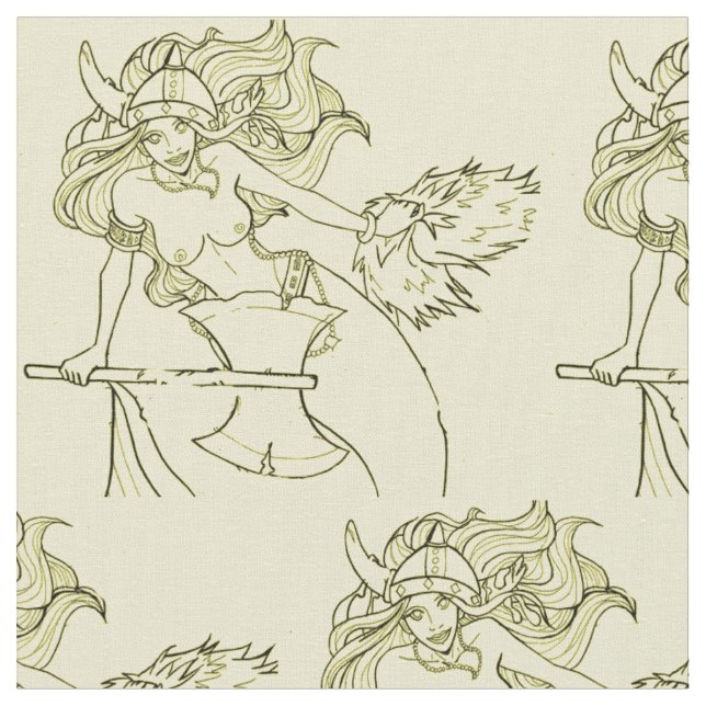 Viking Mermaid Warrior Thunder_Cove  Fabric (Close Up)
