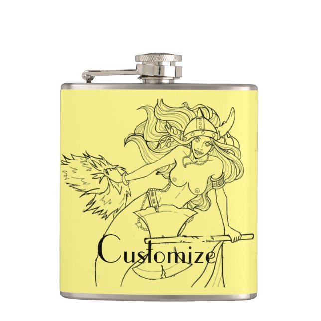 Viking Mermaid Warrior Thunder_Cove  Hip Flask (Front)