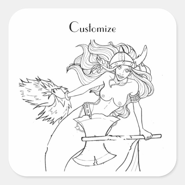 Viking Mermaid Warrior Thunder_Cove  Square Sticker (Front)
