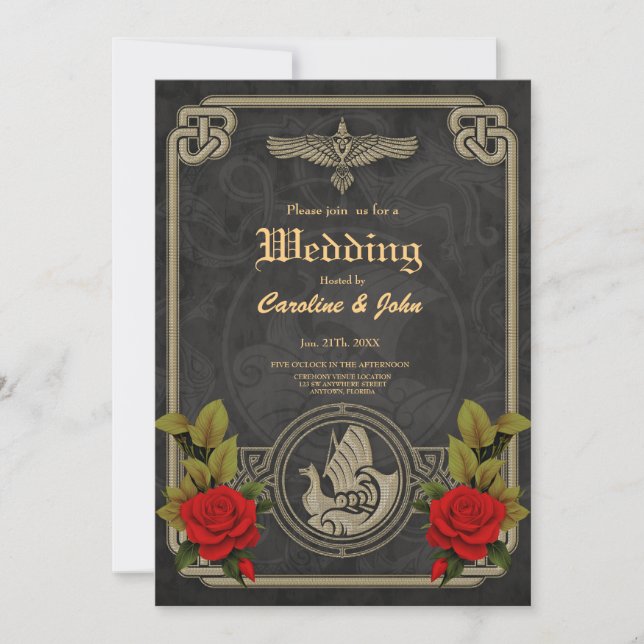 Viking mystical charm with elegant Celtic knots.  Invitation (Front)