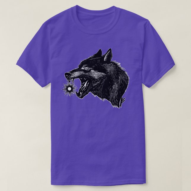 Viking mythology Wolf Fenrir eating the Sun T-Shirt (Design Front)