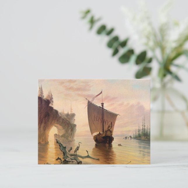 Viking Norse Ship Painting Boat  Postcard (Standing Front)