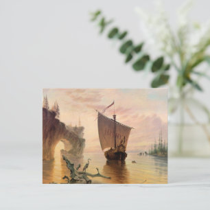Viking Norse Ship Painting Boat  Postcard