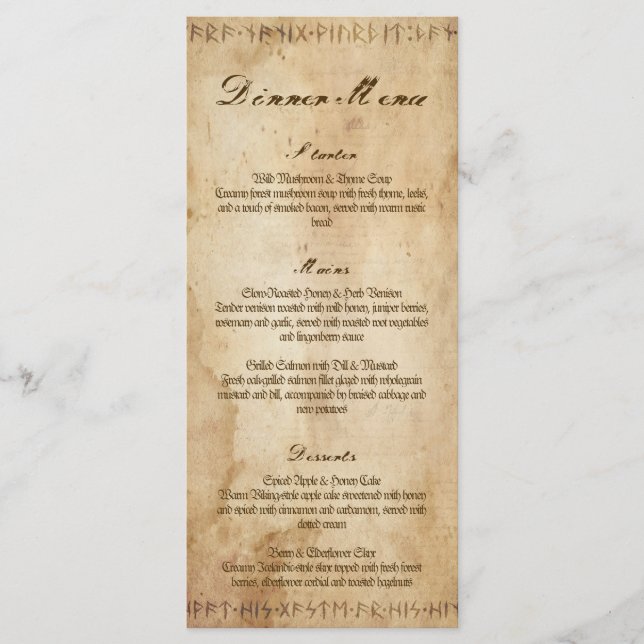 Viking Norse Wedding Dinner Menu  (Front)
