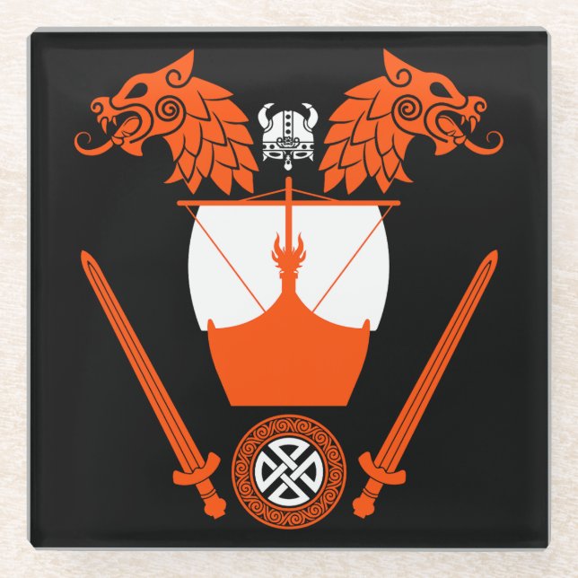 Viking Norsemen Glass Coaster (Front)