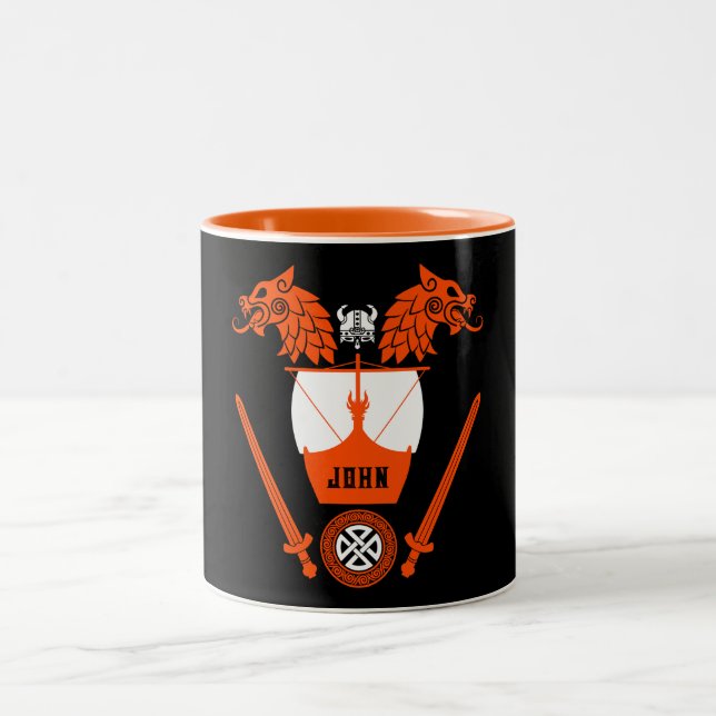 Viking Norsemen Two-Tone Coffee Mug (Center)