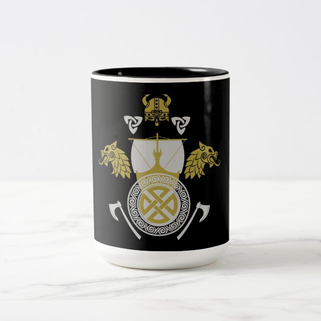Viking Norsemen Two-Tone Coffee Mug (Center)