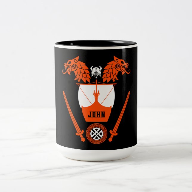 Viking Norsemen Two-Tone Coffee Mug (Center)