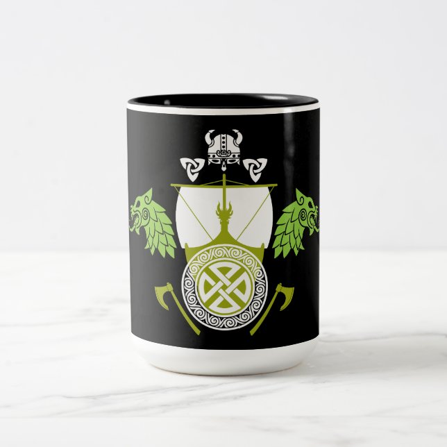 Viking Norsemen Two-Tone Coffee Mug (Center)