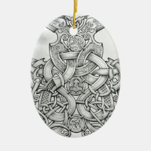 VIKING & OSEBERG KNOTWORK DESIGN CERAMIC TREE DECORATION