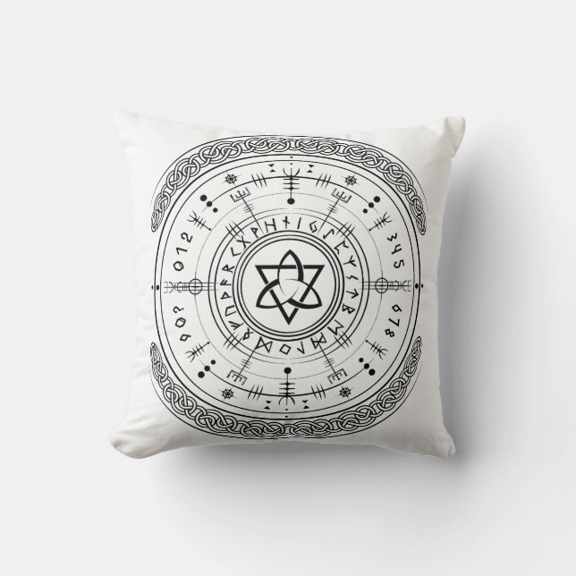 Viking Pagan Asatru Runic Compass, Vegvisir Runes  Cushion (Front)