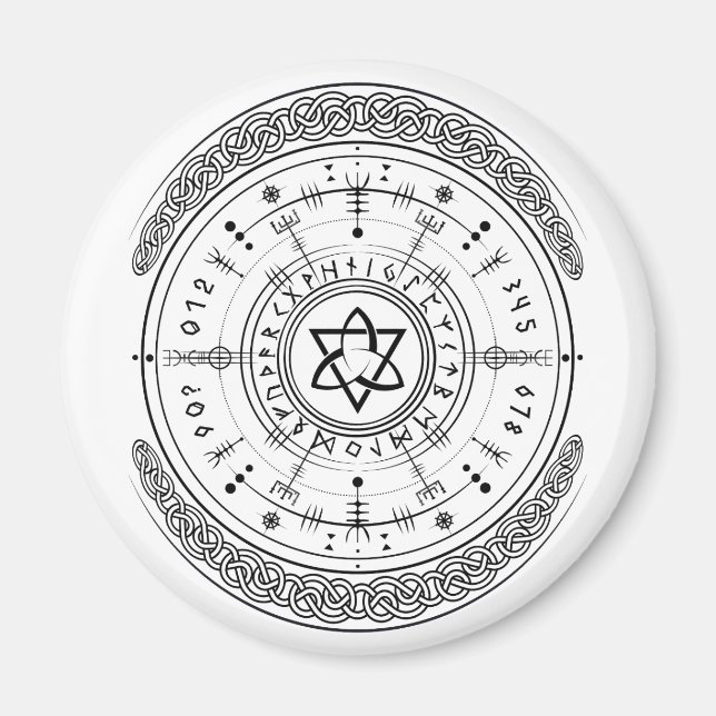 Viking Pagan Asatru Runic Compass, Vegvisir Runes  Magnet (Front)