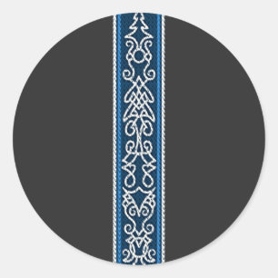 Viking Pattern Blue Classic Round Sticker