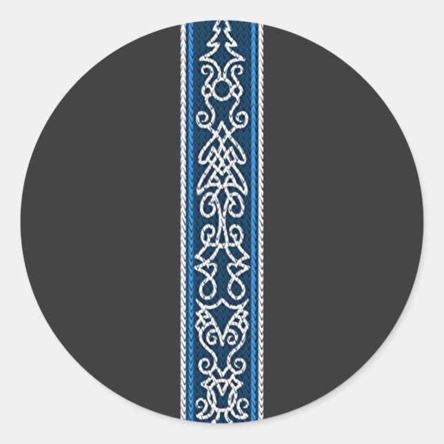 Viking Pattern Blue Classic Round Sticker (Front)