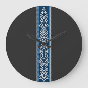 Viking Pattern Blue Large Clock