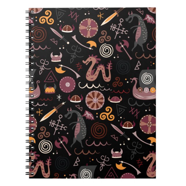 Viking pattern seamless design graphic notebook (Front)