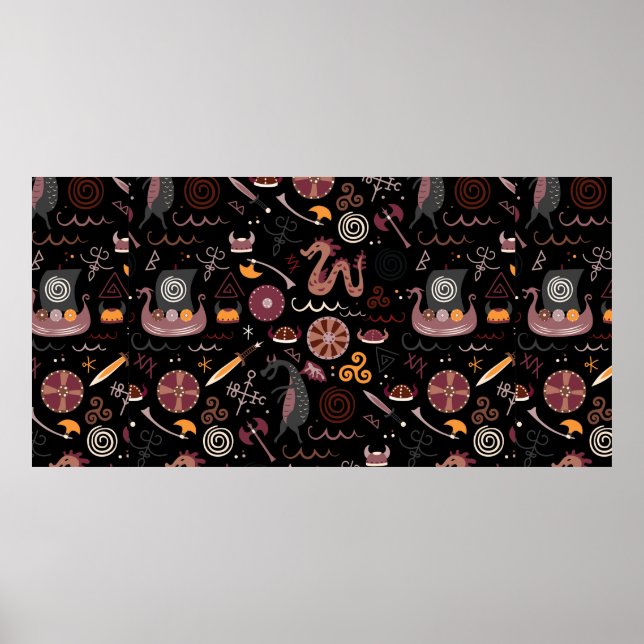 Viking pattern seamless design graphic poster (Front)