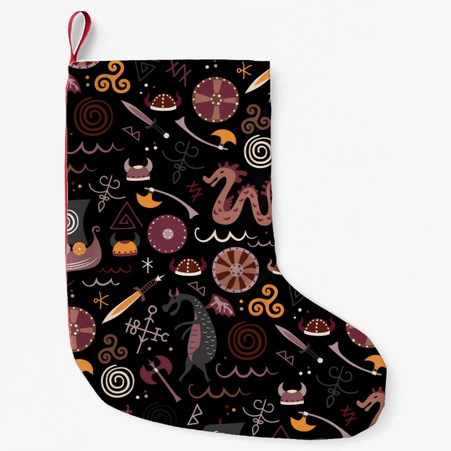 Viking pattern seamless design graphic small christmas stocking (Front)